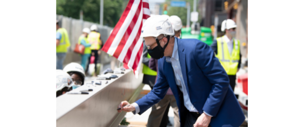 Rob A. Rutenbar signs beam to open The Assembly Pittsburgh